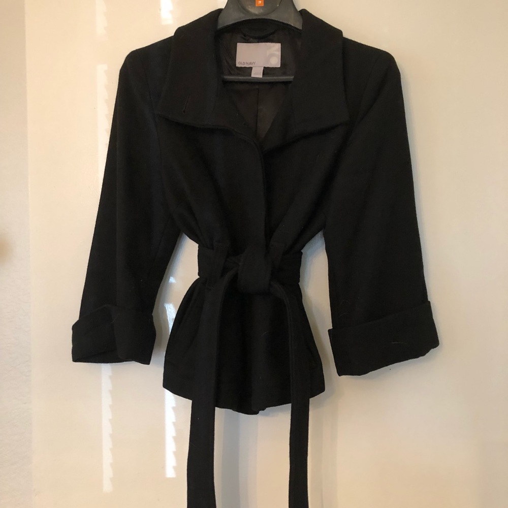 Black wool pea coat 3/4 length